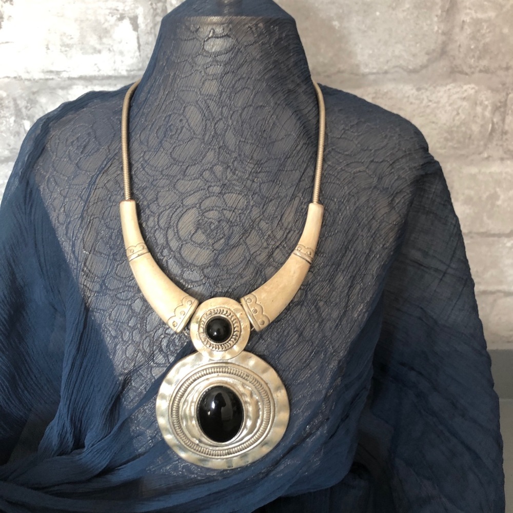 Gold and black statement necklace